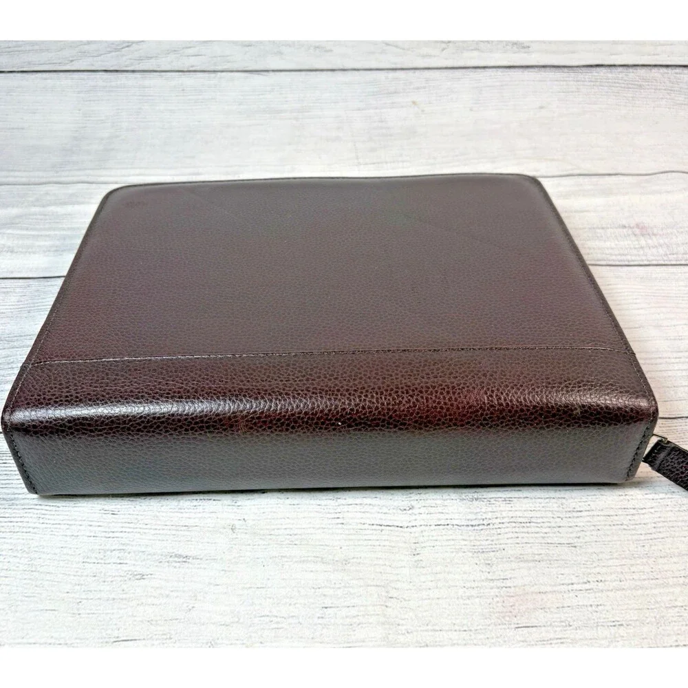 Vintage Franklin Covey Quest Brown Top Grain Leather 7 Ring Zip Planner USA
